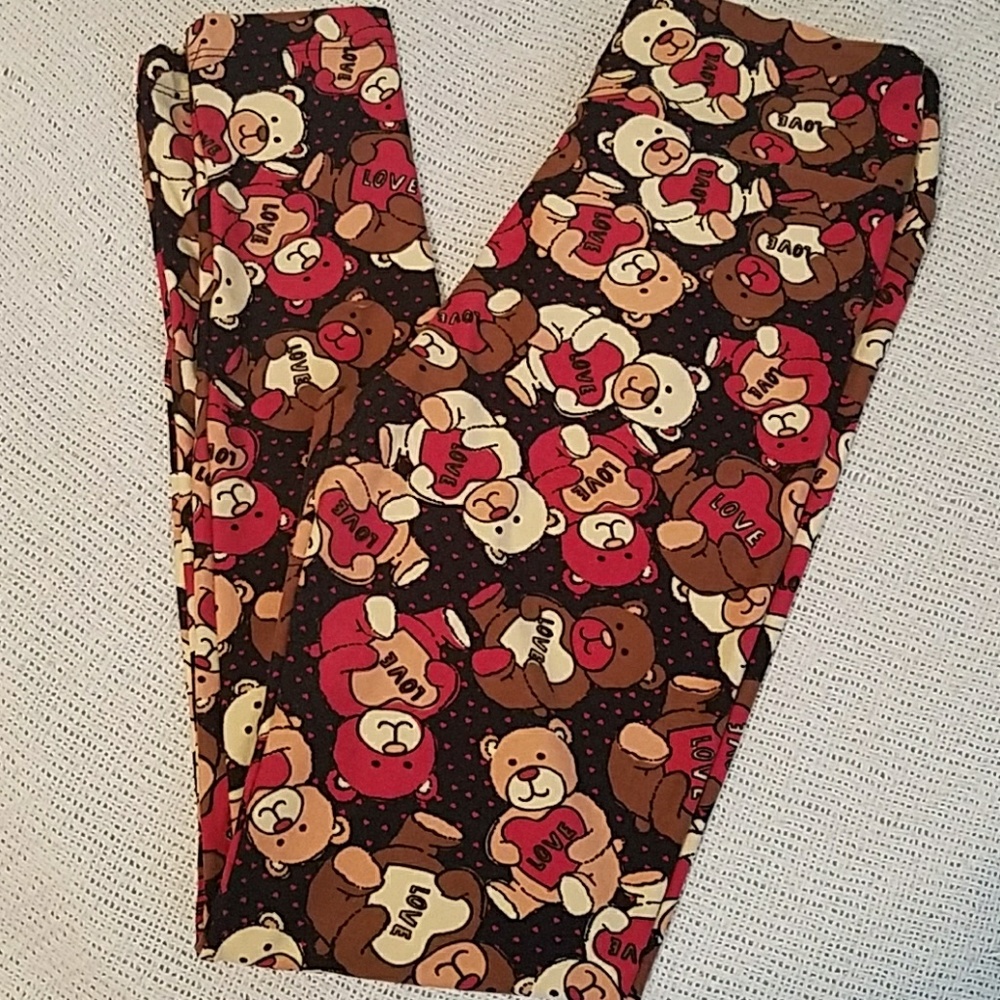 Lularoe OS Leggings Valentine's Day Teddy Bears